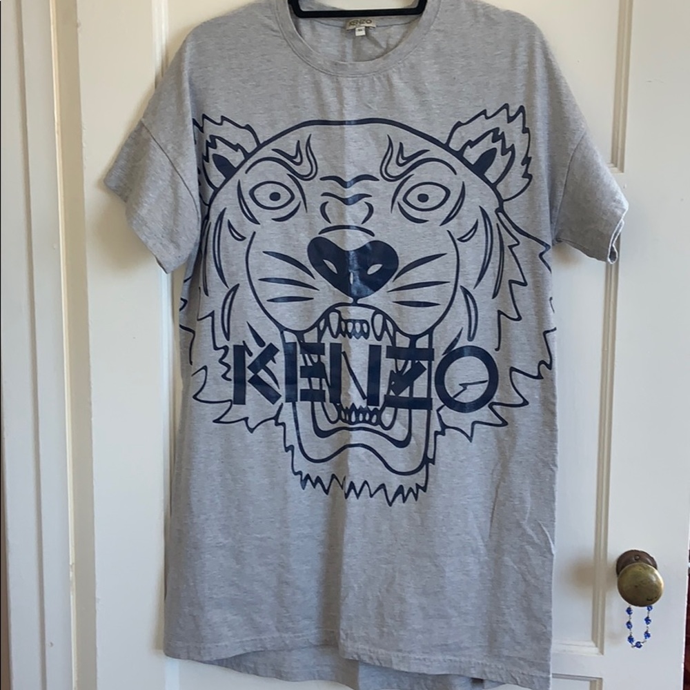 Kenzo Kids grey tunic dress with navy Tiger logo